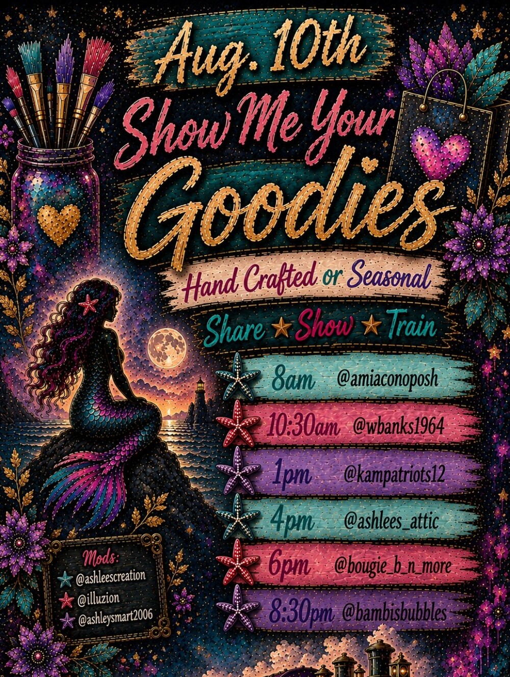 8/10Show Me Your Goodies Monday ShareShow Train HandCrafted Or Seasonal 8am-Late